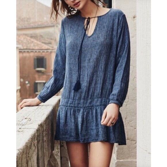 Rails Lydia Salem Stripe Drop Waist Linen Dress Small - Picture 1 of 13